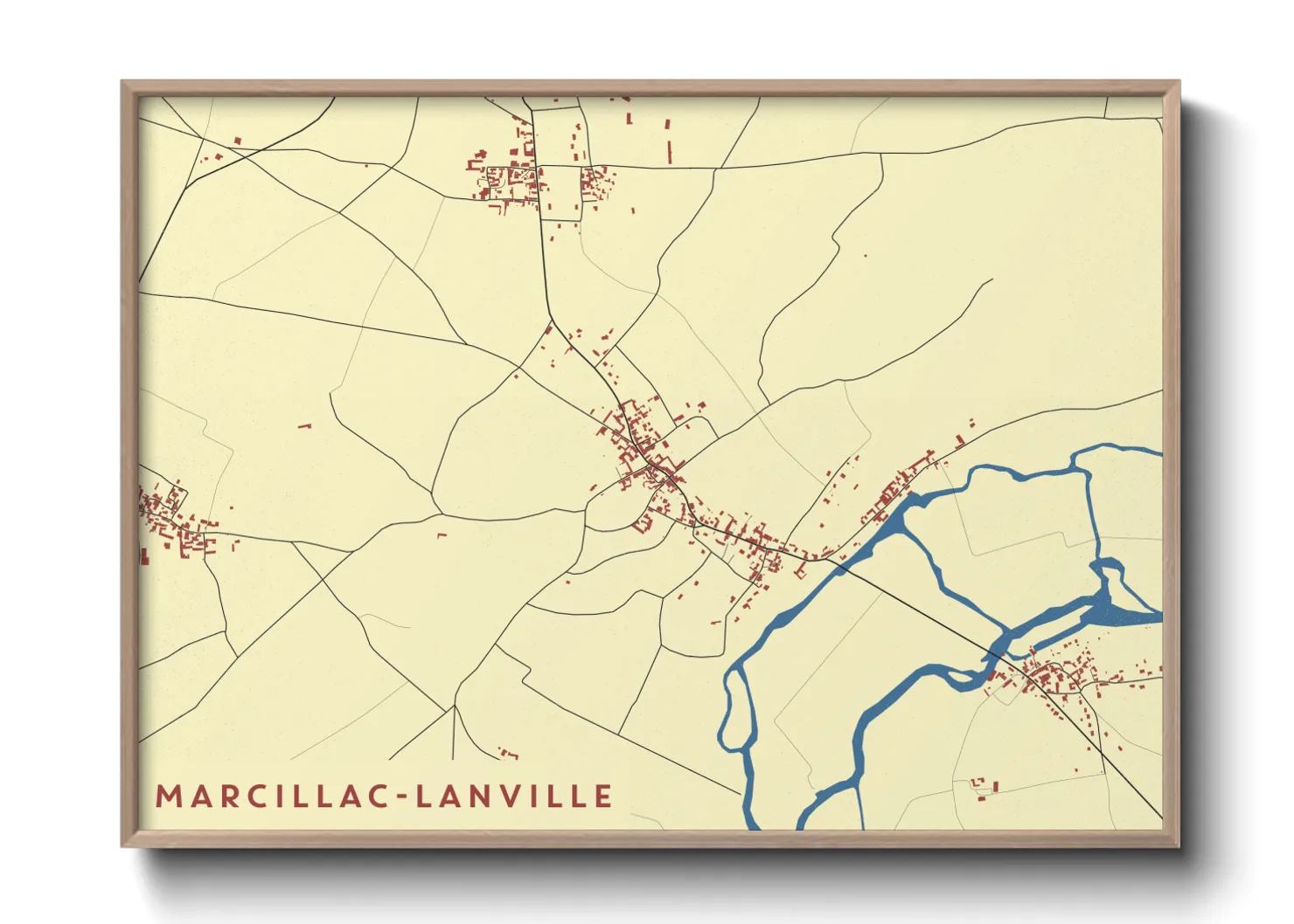 Une affiche de carte sur Marcillac-Lanville