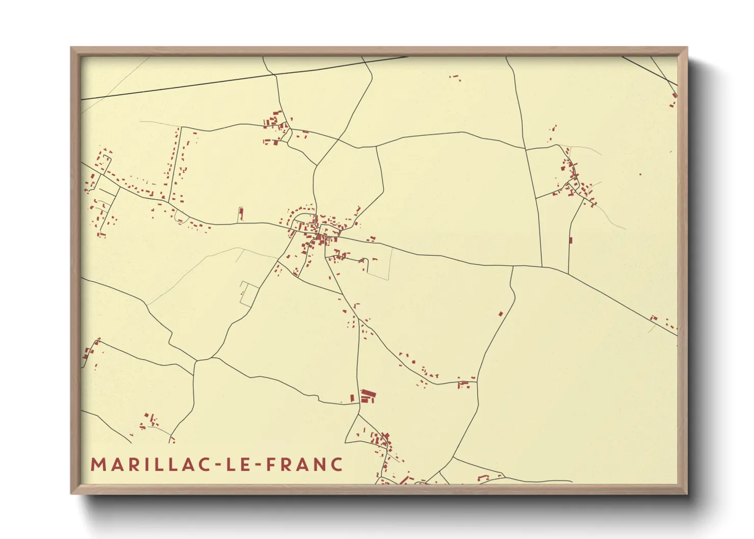 Une affiche de carte sur Marillac-le-Franc