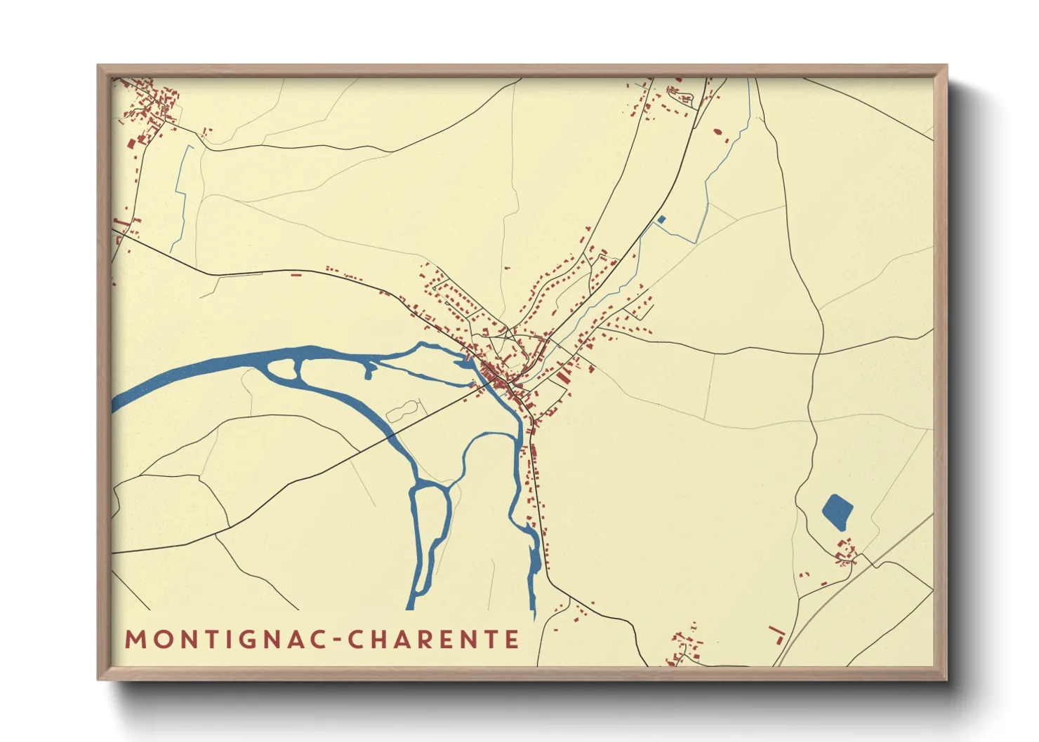 Une affiche de carte sur Montignac-Charente
