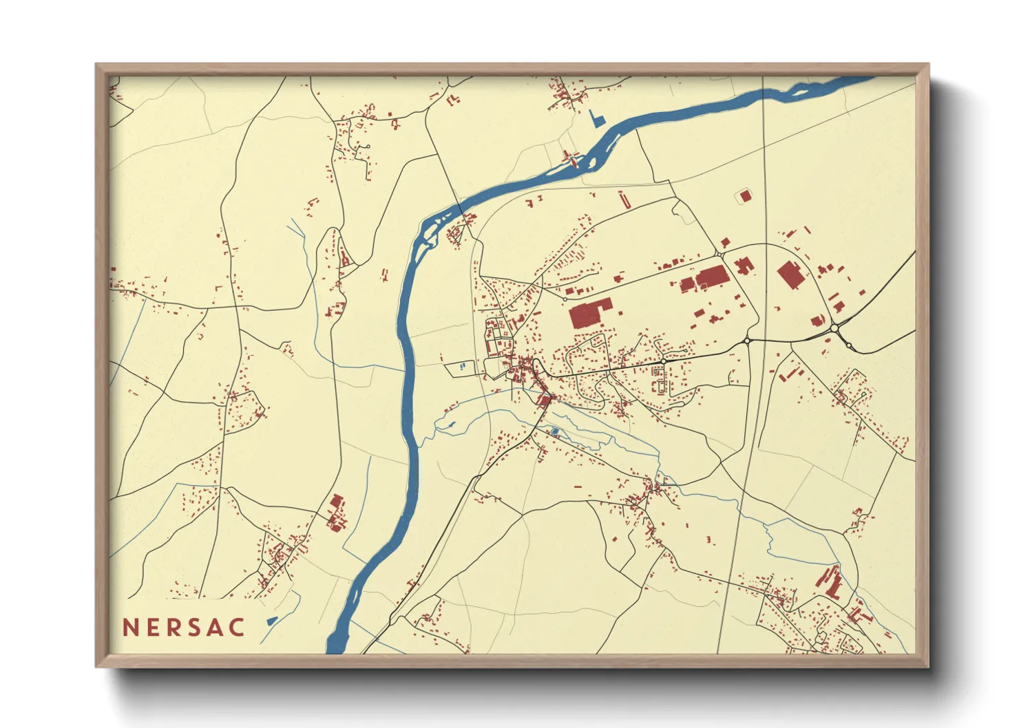 Une affiche de carte sur Nersac