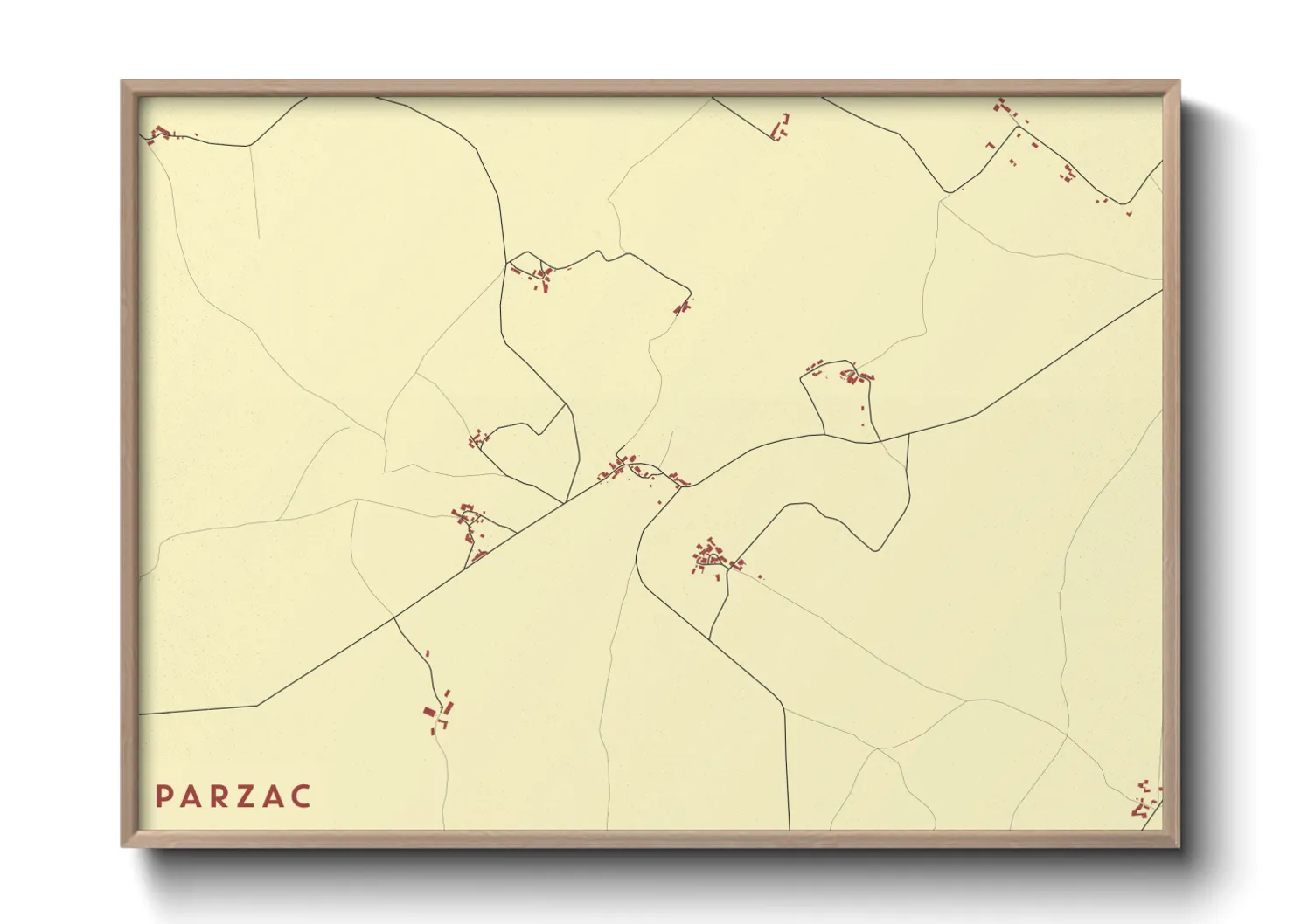Une affiche de carte sur Parzac