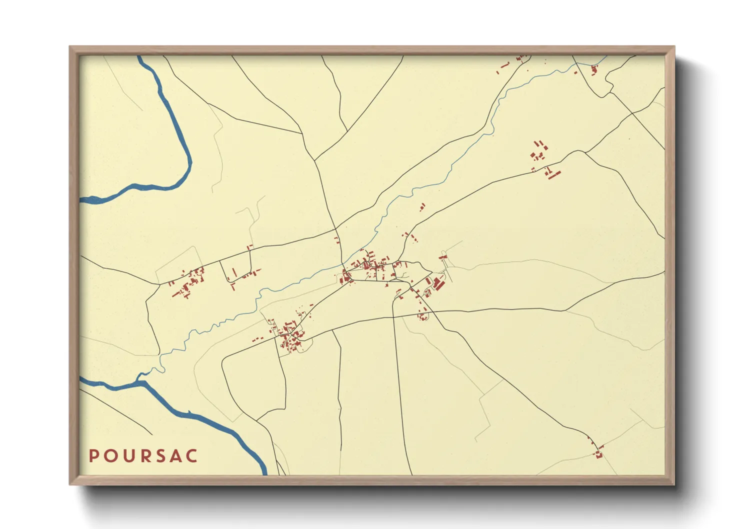 Une affiche de carte sur Poursac