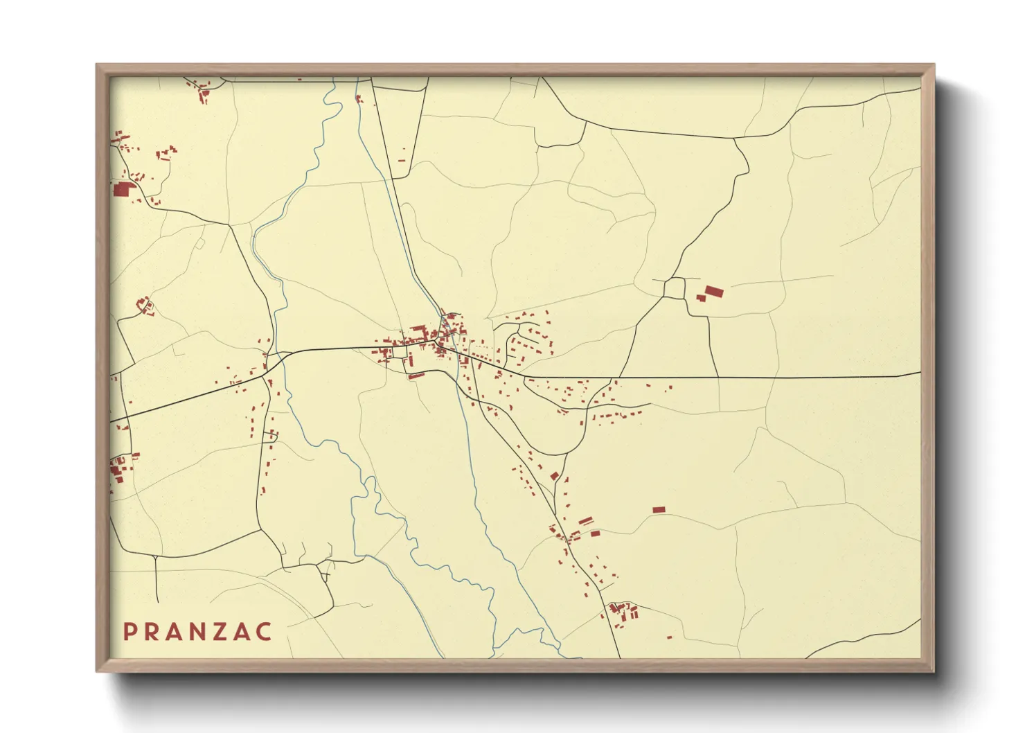 Une affiche de carte sur Pranzac