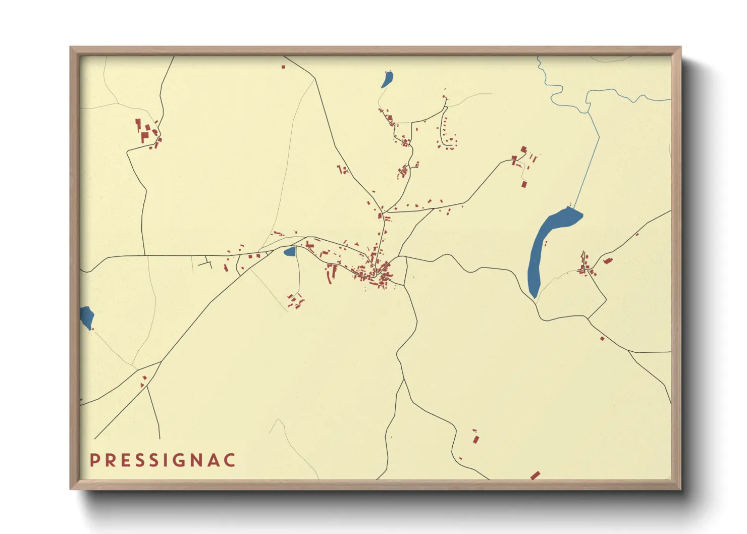 Une affiche de carte sur Pressignac