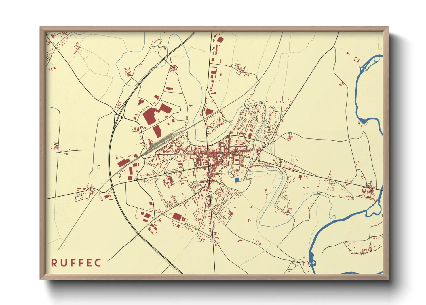 Une affiche de carte sur Ruffec