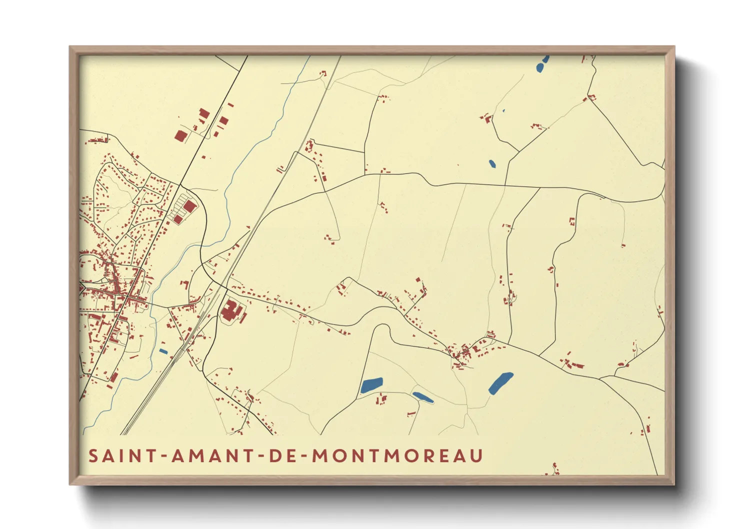 Une affiche de carte sur Saint-Amant-de-Montmoreau