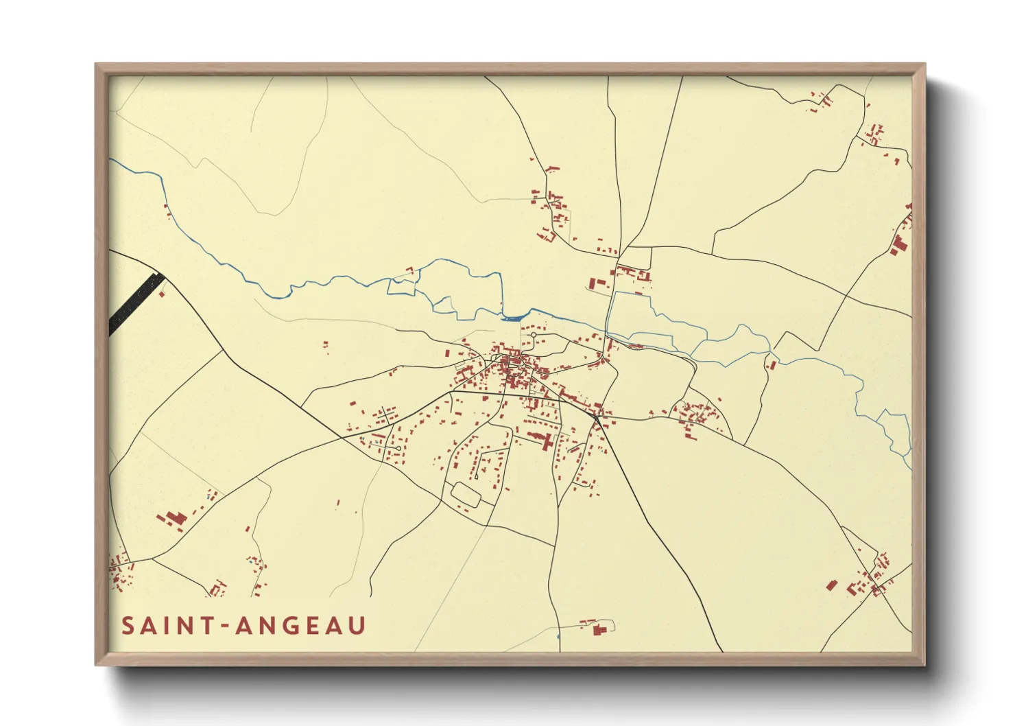 Une affiche de carte sur Saint-Angeau