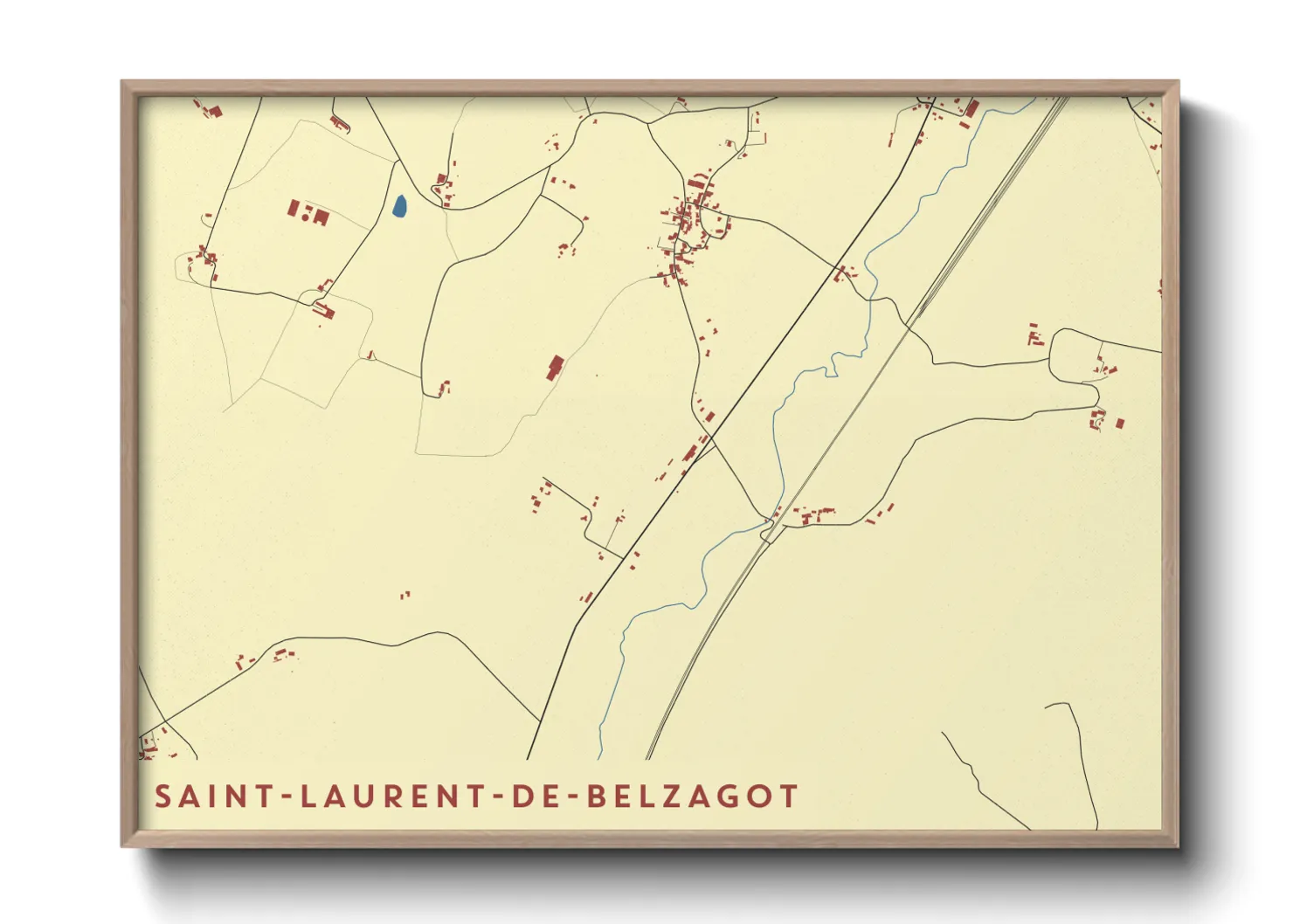 Une affiche de carte sur Saint-Laurent-de-Belzagot