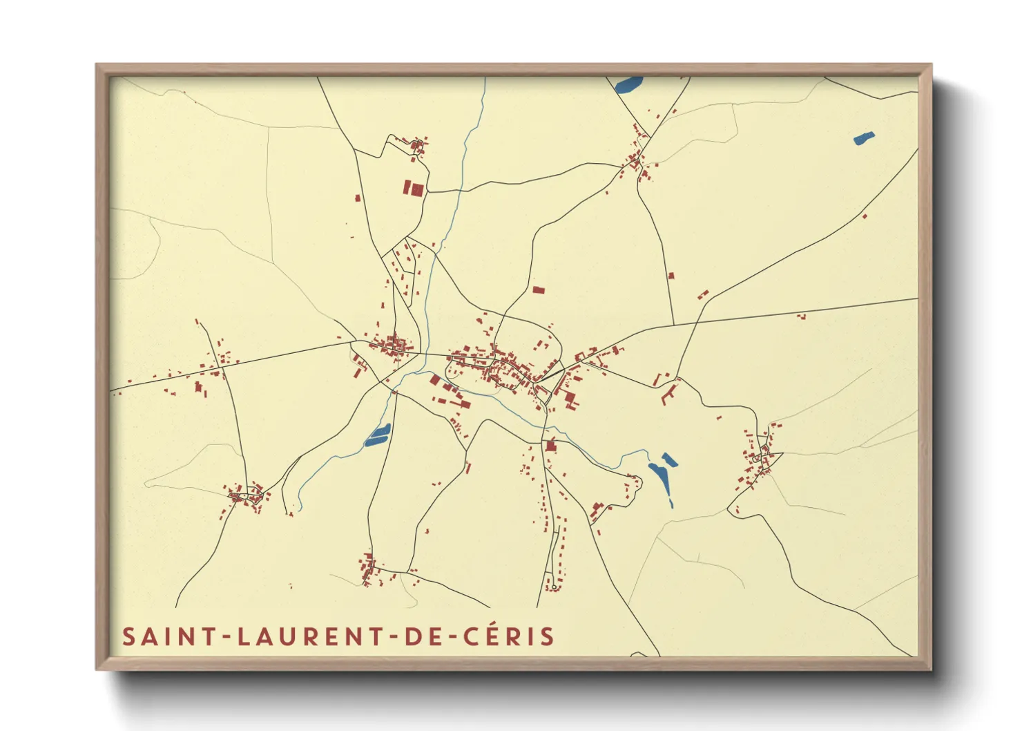 Une affiche de carte sur Saint-Laurent-de-Céris