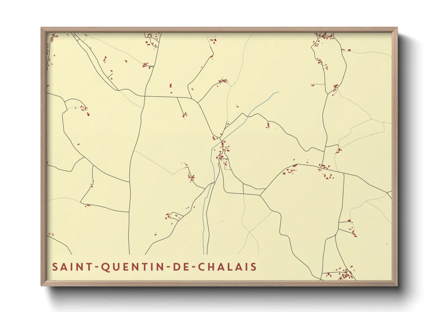 Une affiche de carte sur Saint-Quentin-de-Chalais