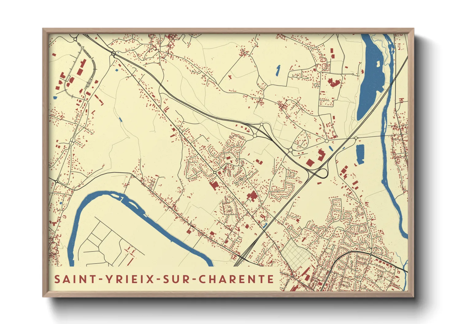 Une affiche de carte sur Saint-Yrieix-sur-Charente