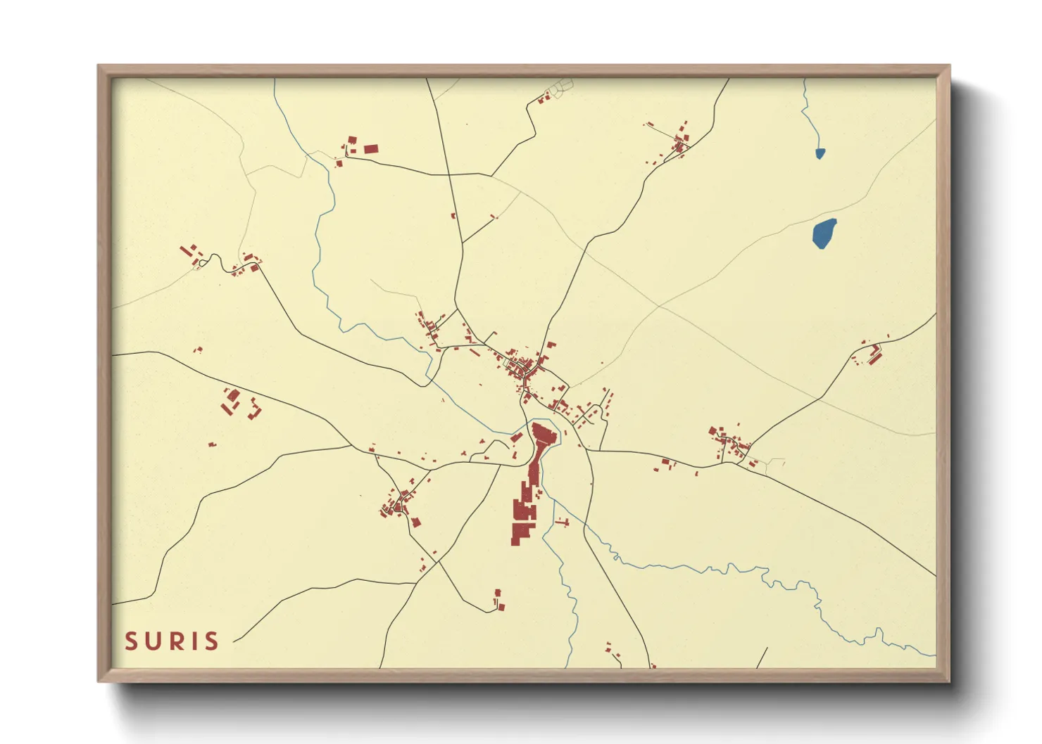 Une affiche de carte sur Suris