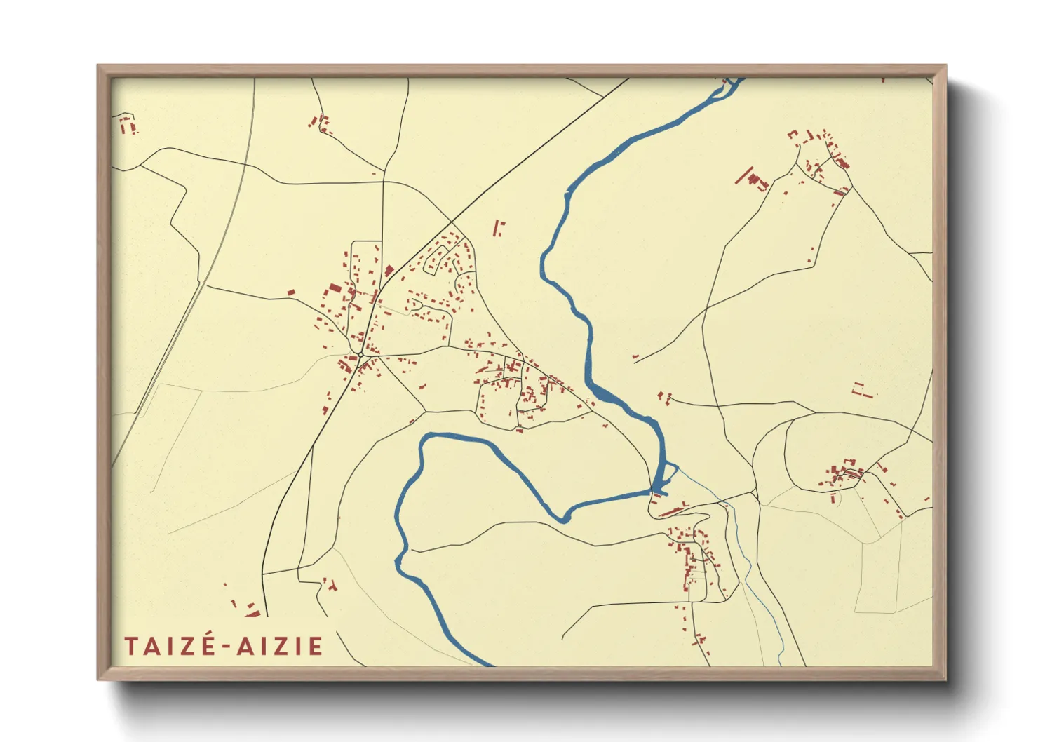 Une affiche de carte sur Taizé-Aizie
