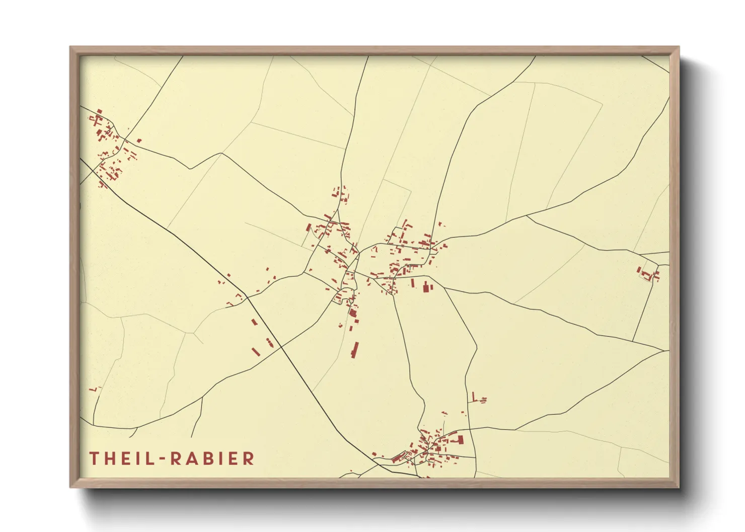 Une affiche de carte sur Theil-Rabier