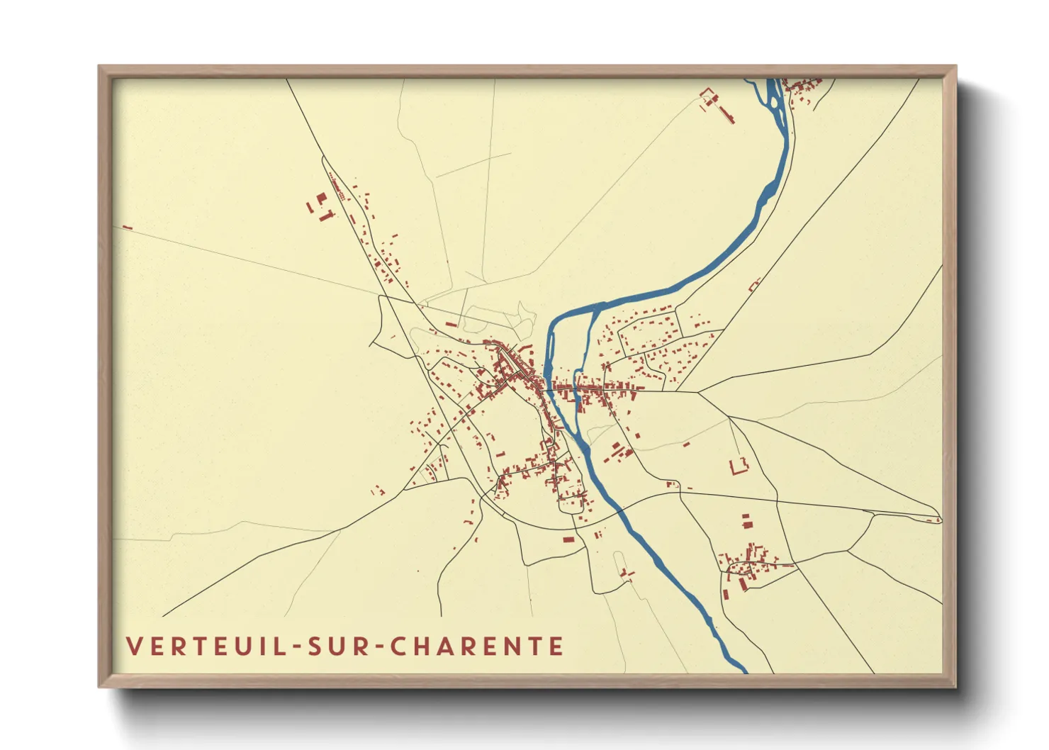 Une affiche de carte sur Verteuil-sur-Charente