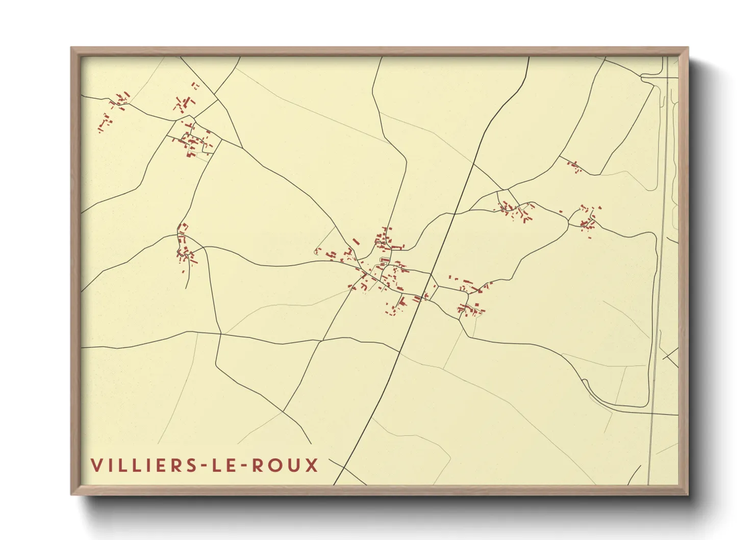 Une affiche de carte sur Villiers-le-Roux