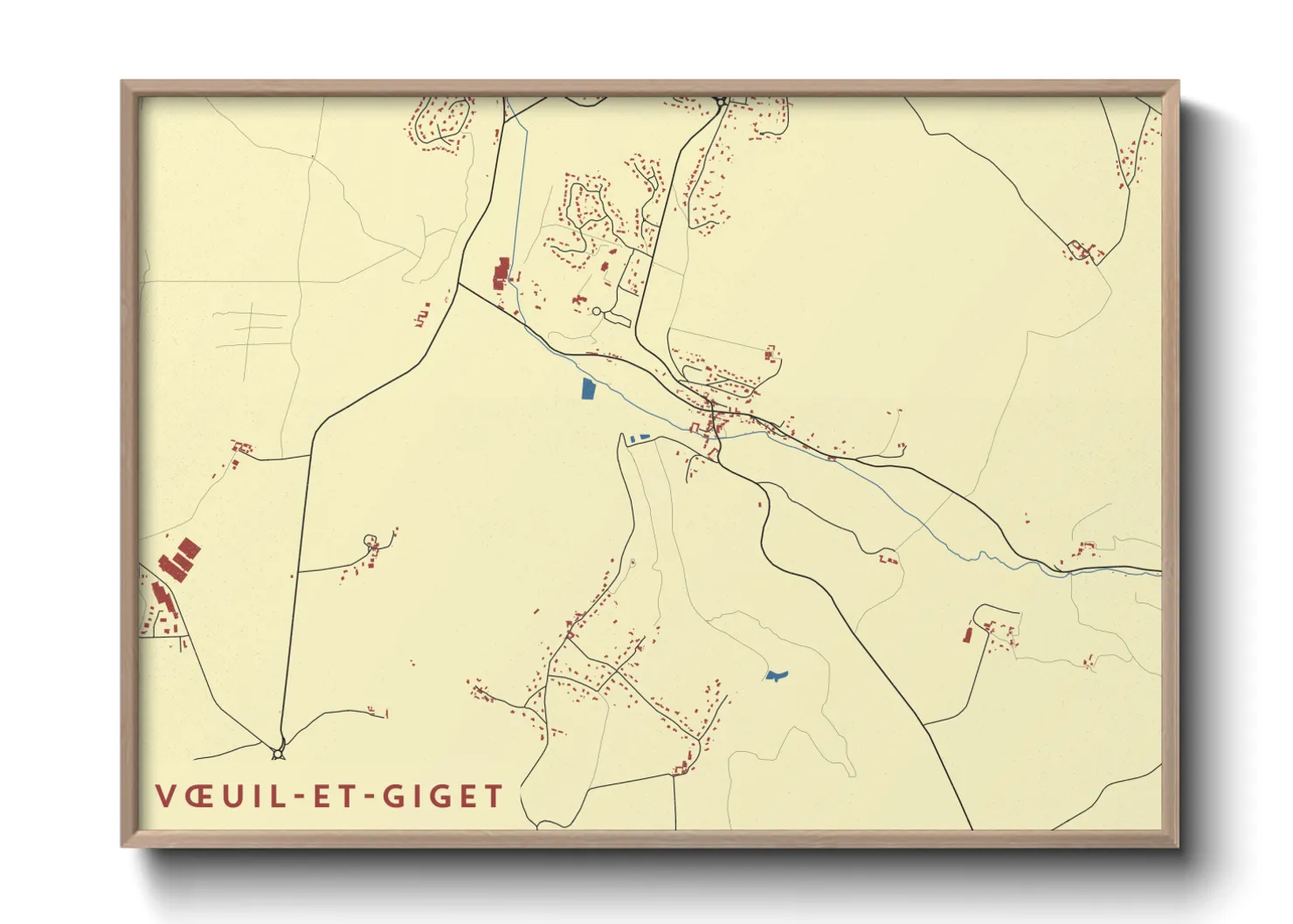Une affiche de carte sur Vœuil-et-Giget