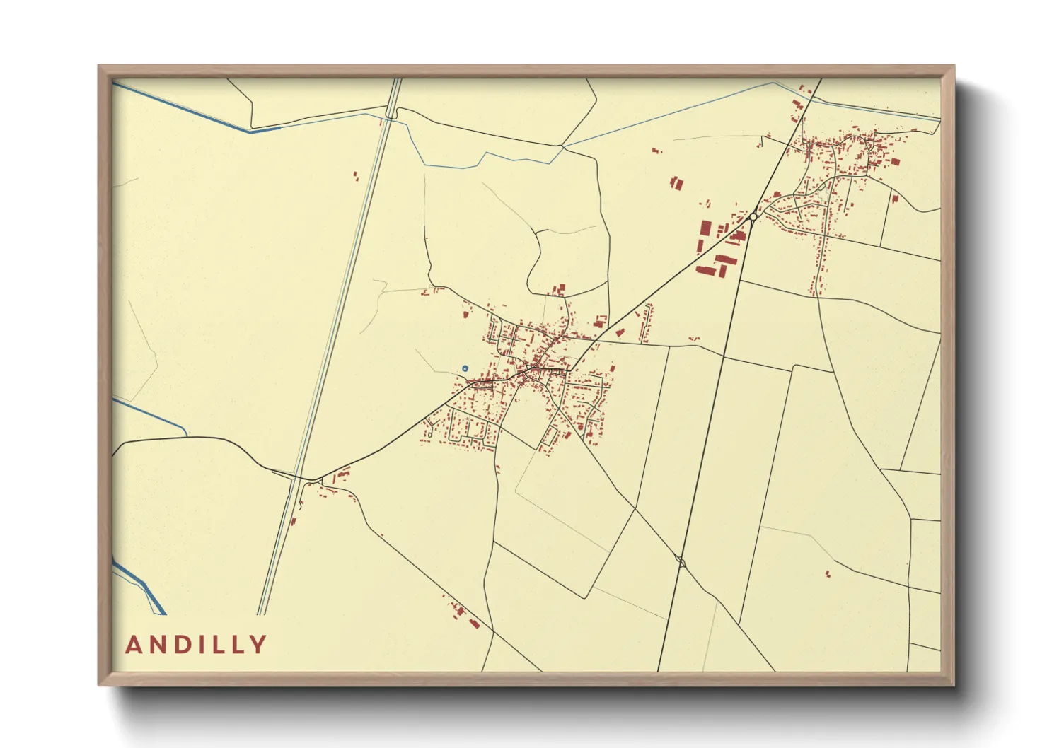 Une affiche de carte sur Andilly