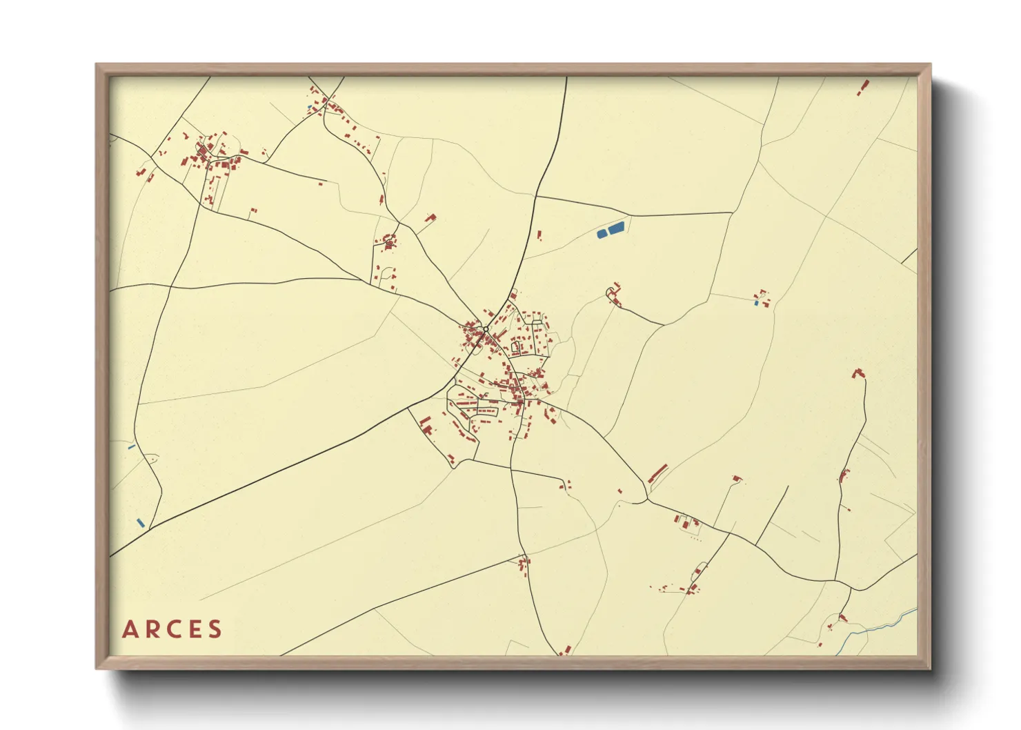 Une affiche de carte sur Arces