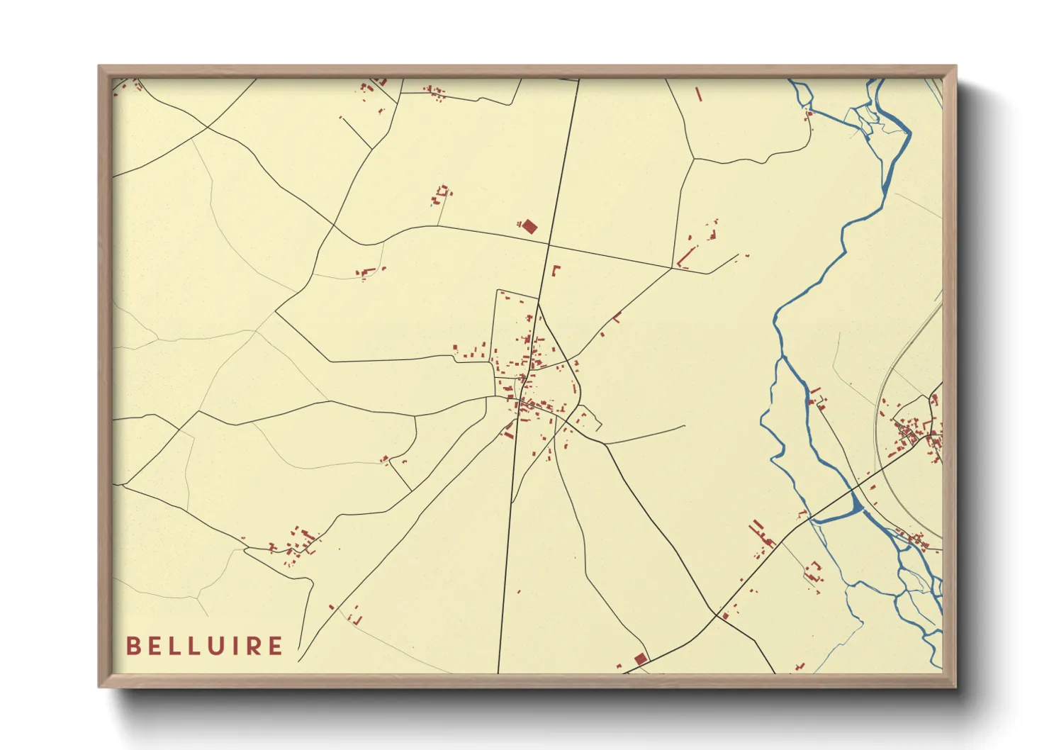 Une affiche de carte sur Belluire