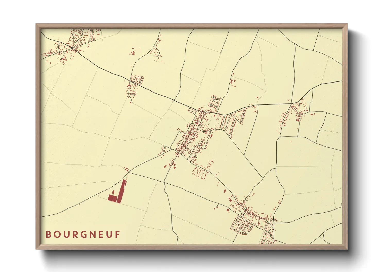 Une affiche de carte sur Bourgneuf