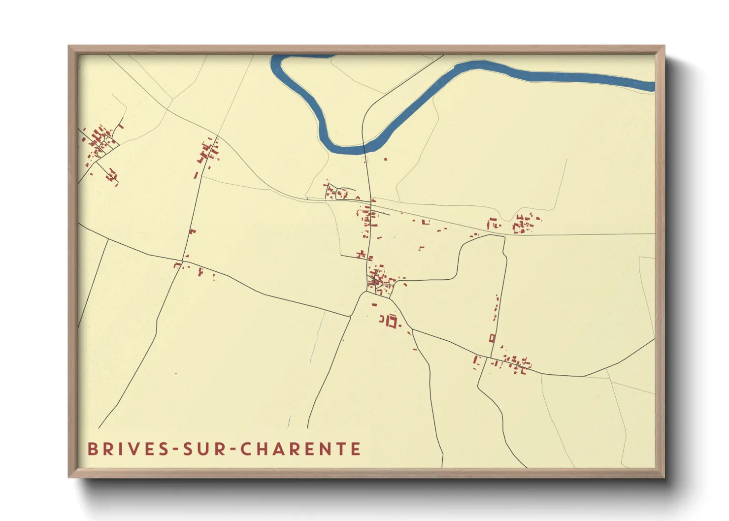 Une affiche de carte sur Brives-sur-Charente