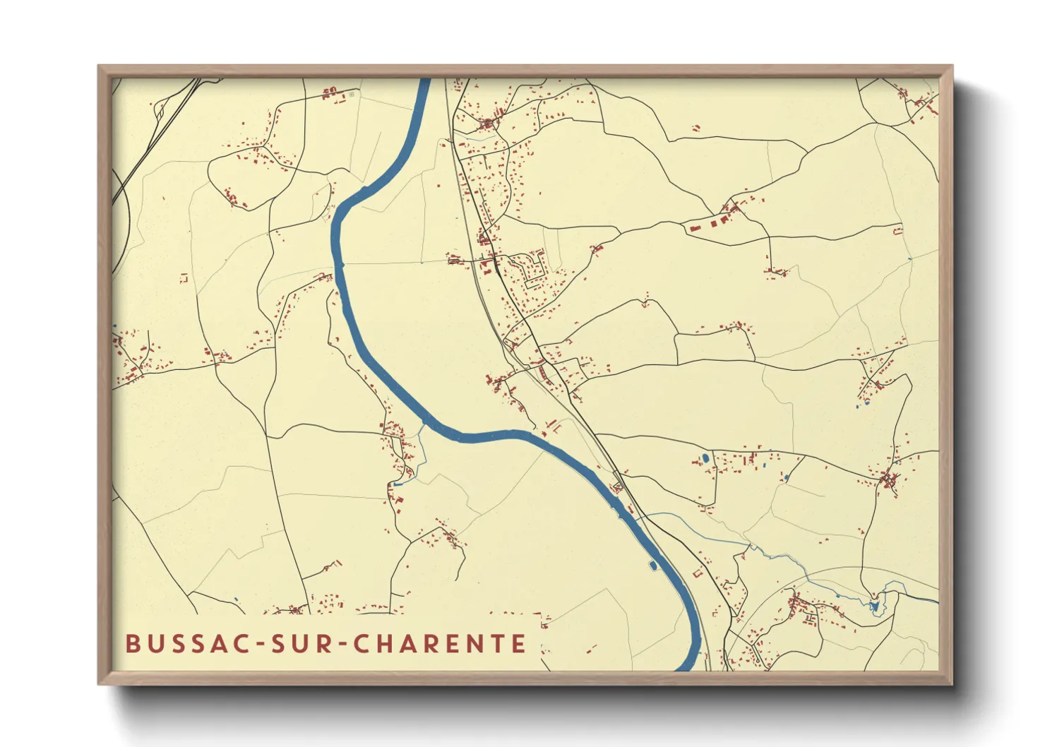 Une affiche de carte sur Bussac-sur-Charente