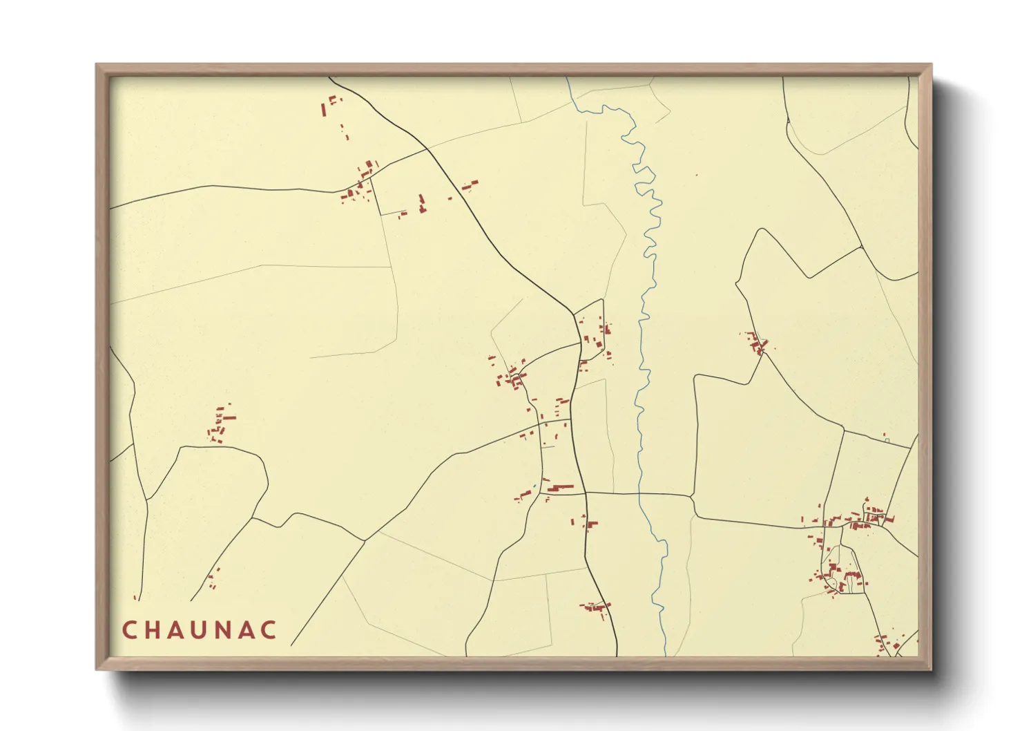 Une affiche de carte sur Chaunac