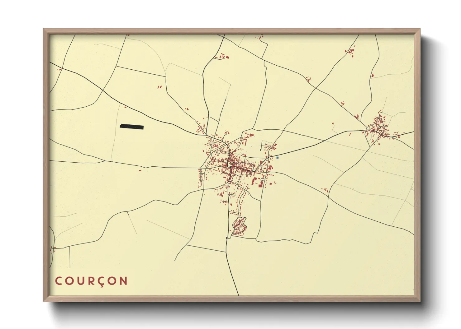 Une affiche de carte sur Courçon