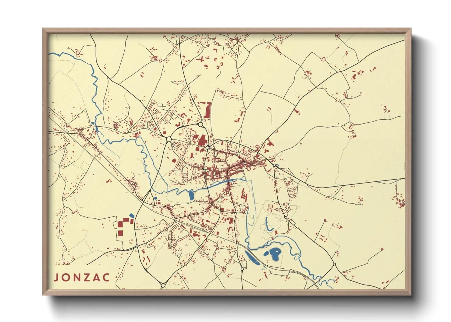 Une affiche de carte sur Jonzac