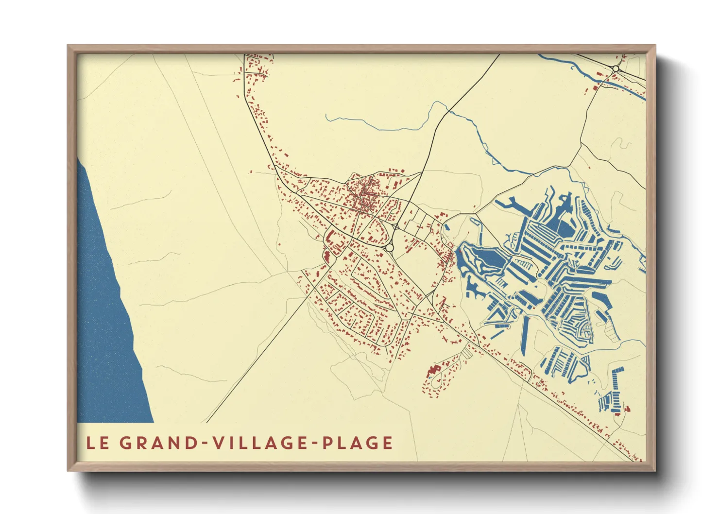 Une affiche de carte sur Le Grand-Village-Plage