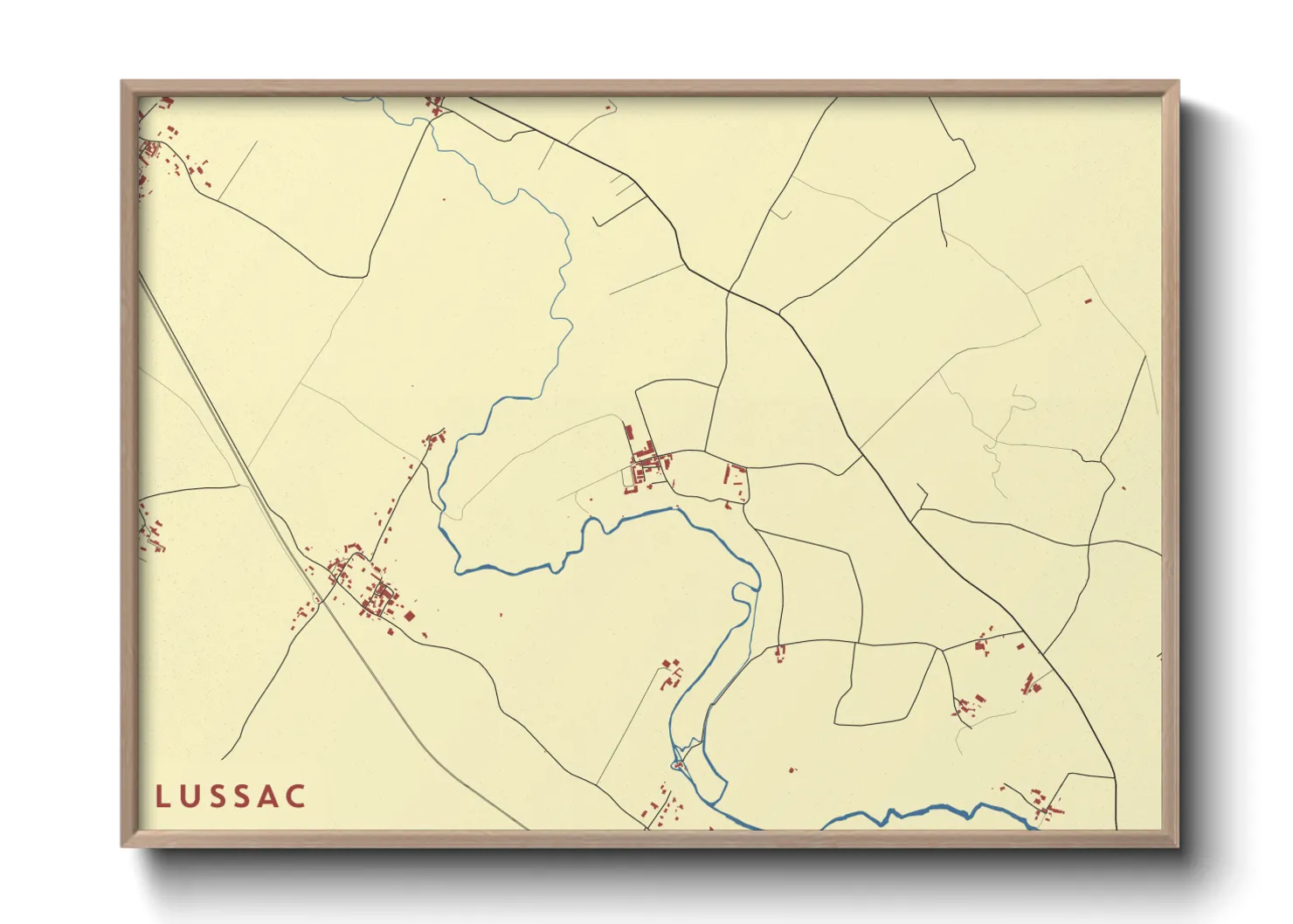 Une affiche de carte sur Lussac