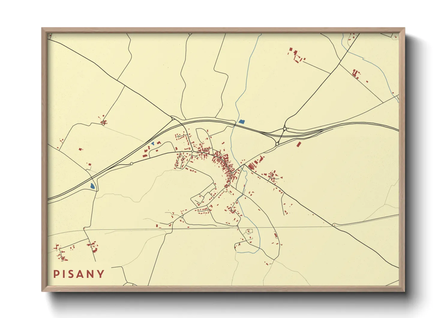 Une affiche de carte sur Pisany