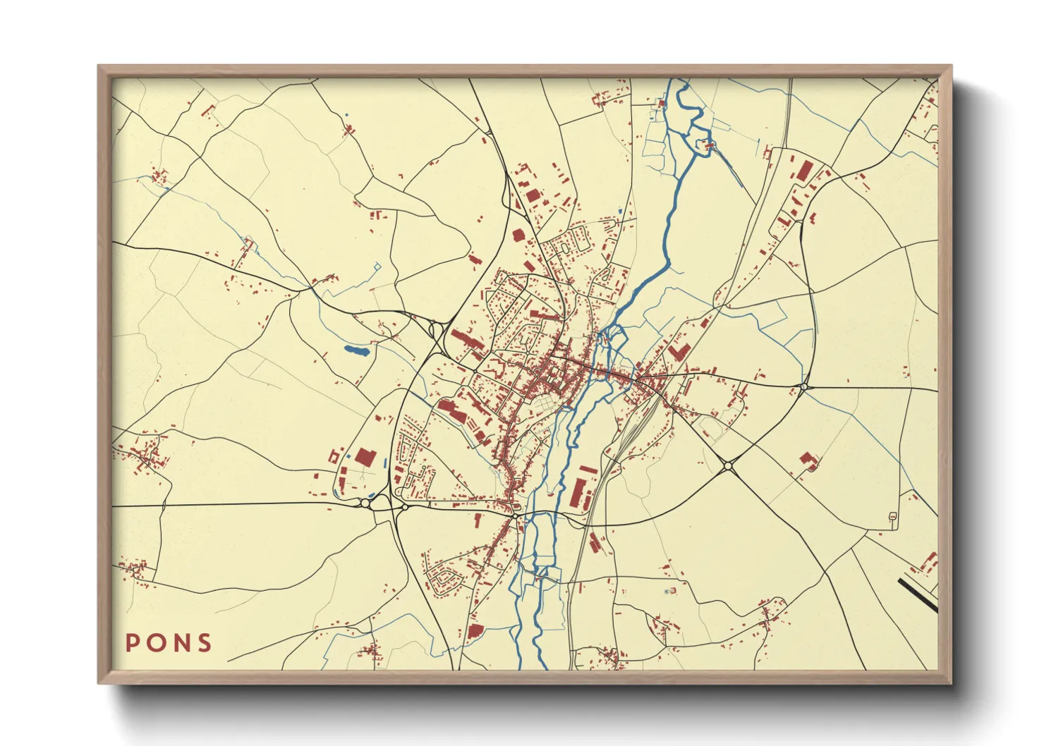 Une affiche de carte sur Pons
