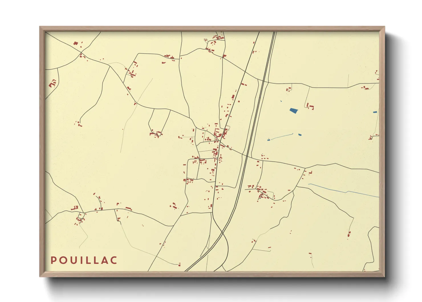 Une affiche de carte sur Pouillac