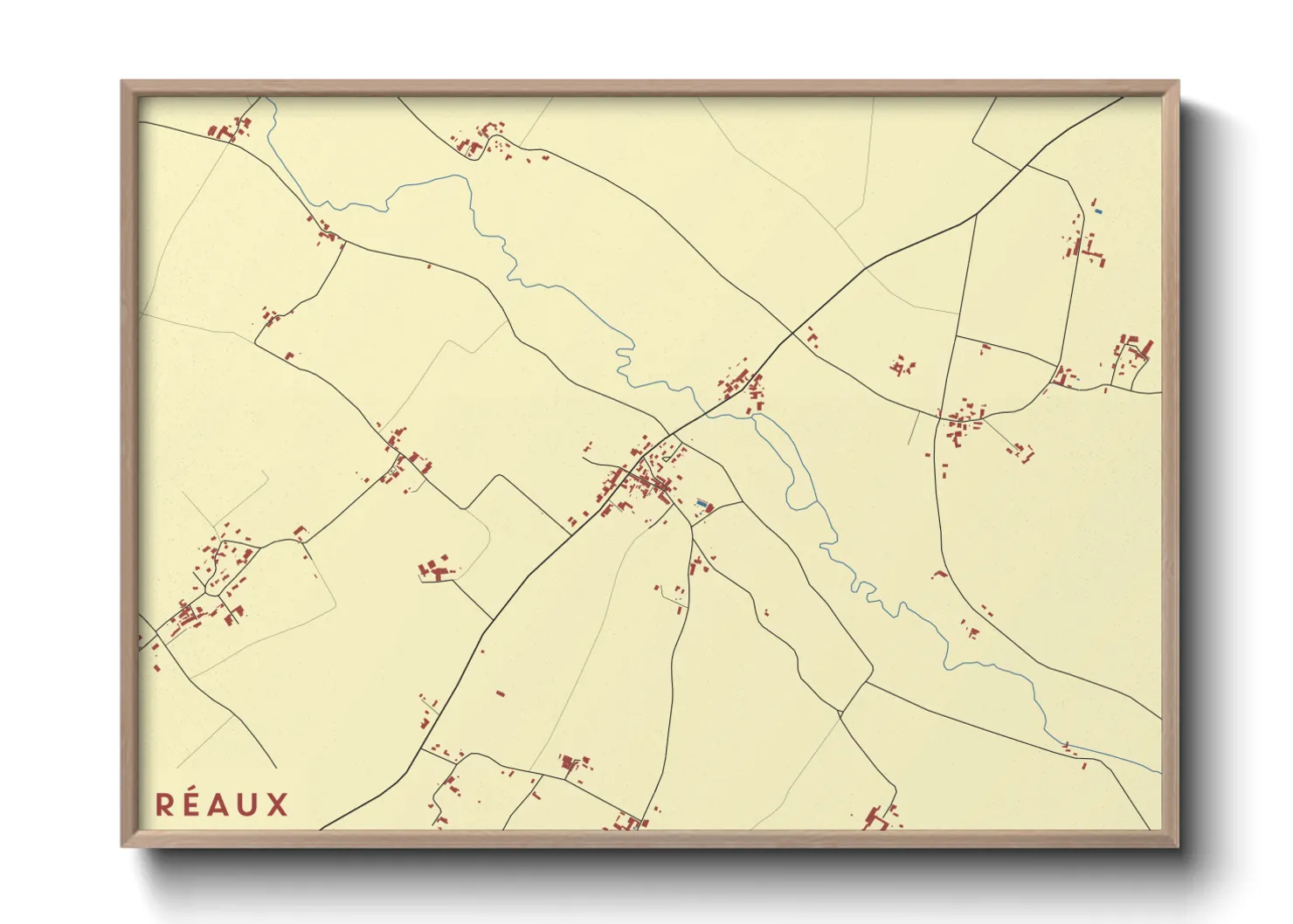 Une affiche de carte sur Réaux