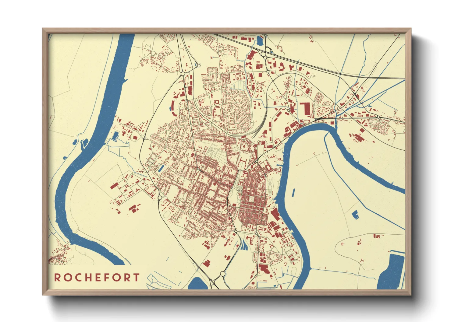 Une affiche de carte sur Rochefort
