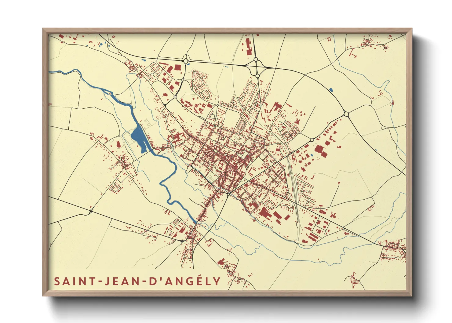 Une affiche de carte sur Saint-Jean-d'Angély
