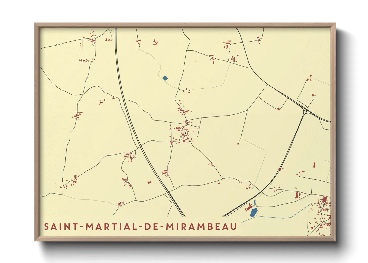 Une affiche de carte sur Saint-Martial-de-Mirambeau