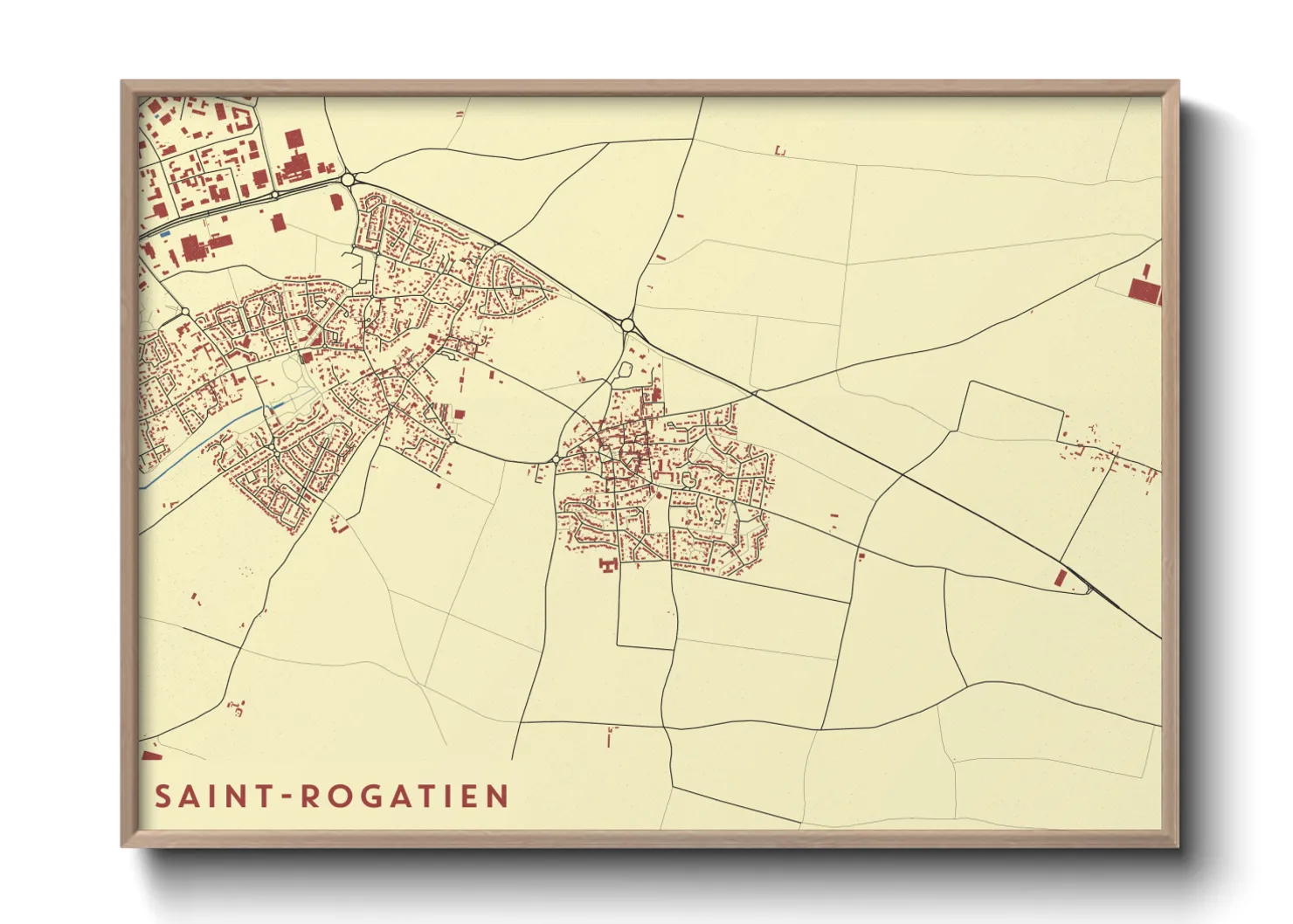 Une affiche de carte sur Saint-Rogatien