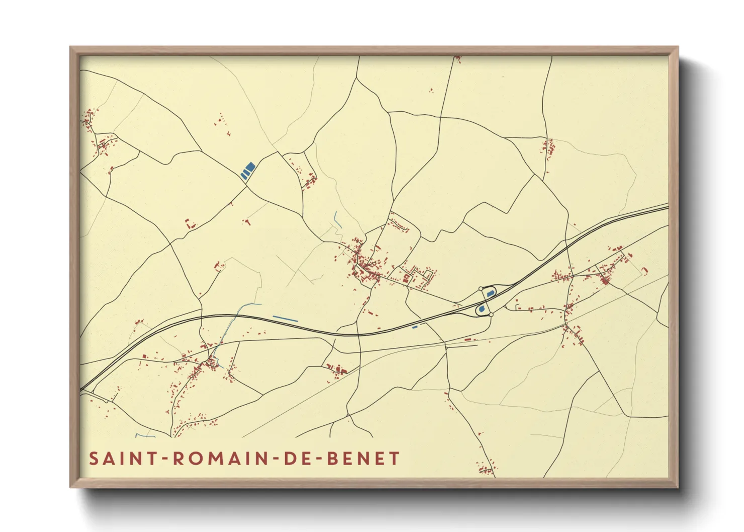 Une affiche de carte sur Saint-Romain-de-Benet