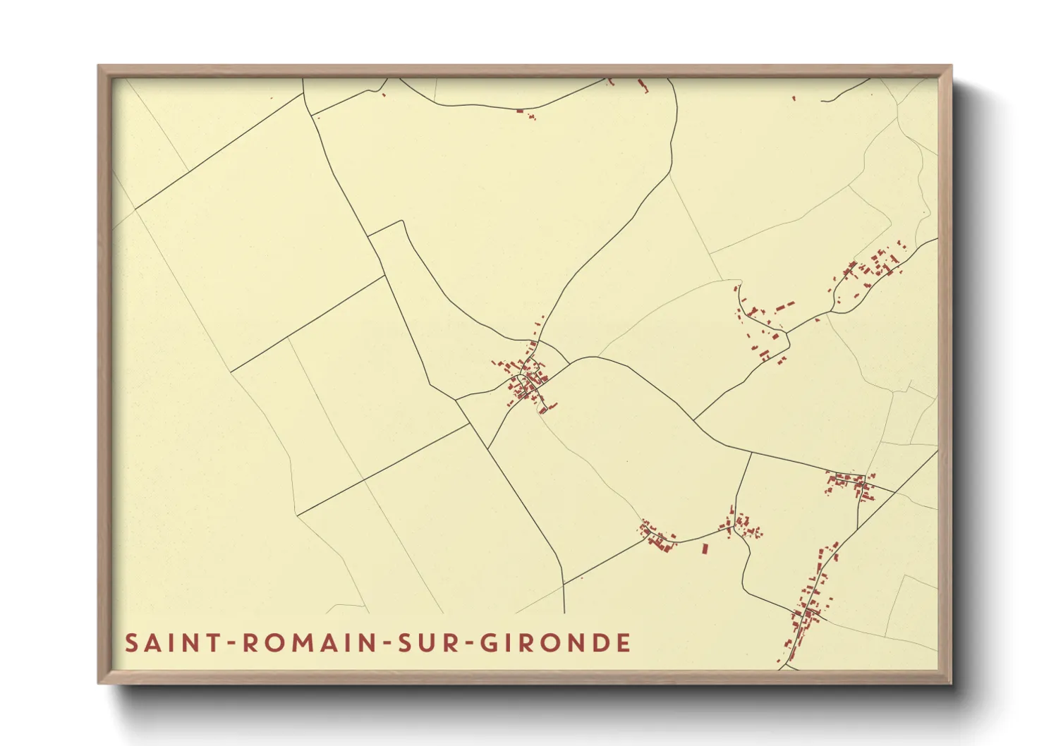 Une affiche de carte sur Saint-Romain-sur-Gironde