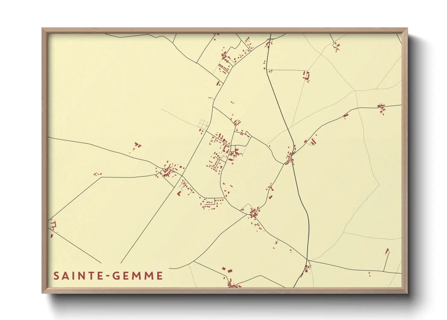 Une affiche de carte sur Sainte-Gemme