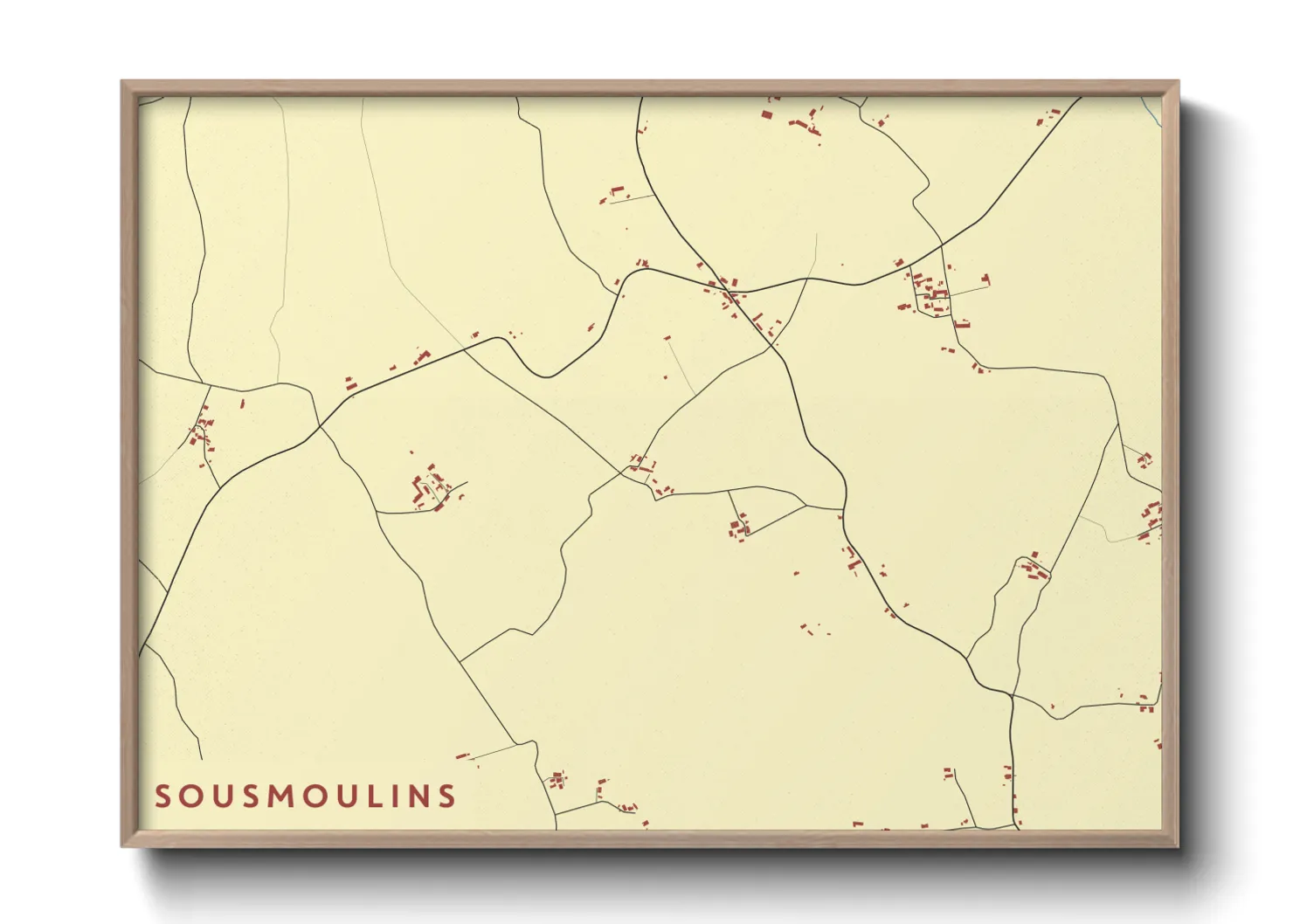 Une affiche de carte sur Sousmoulins