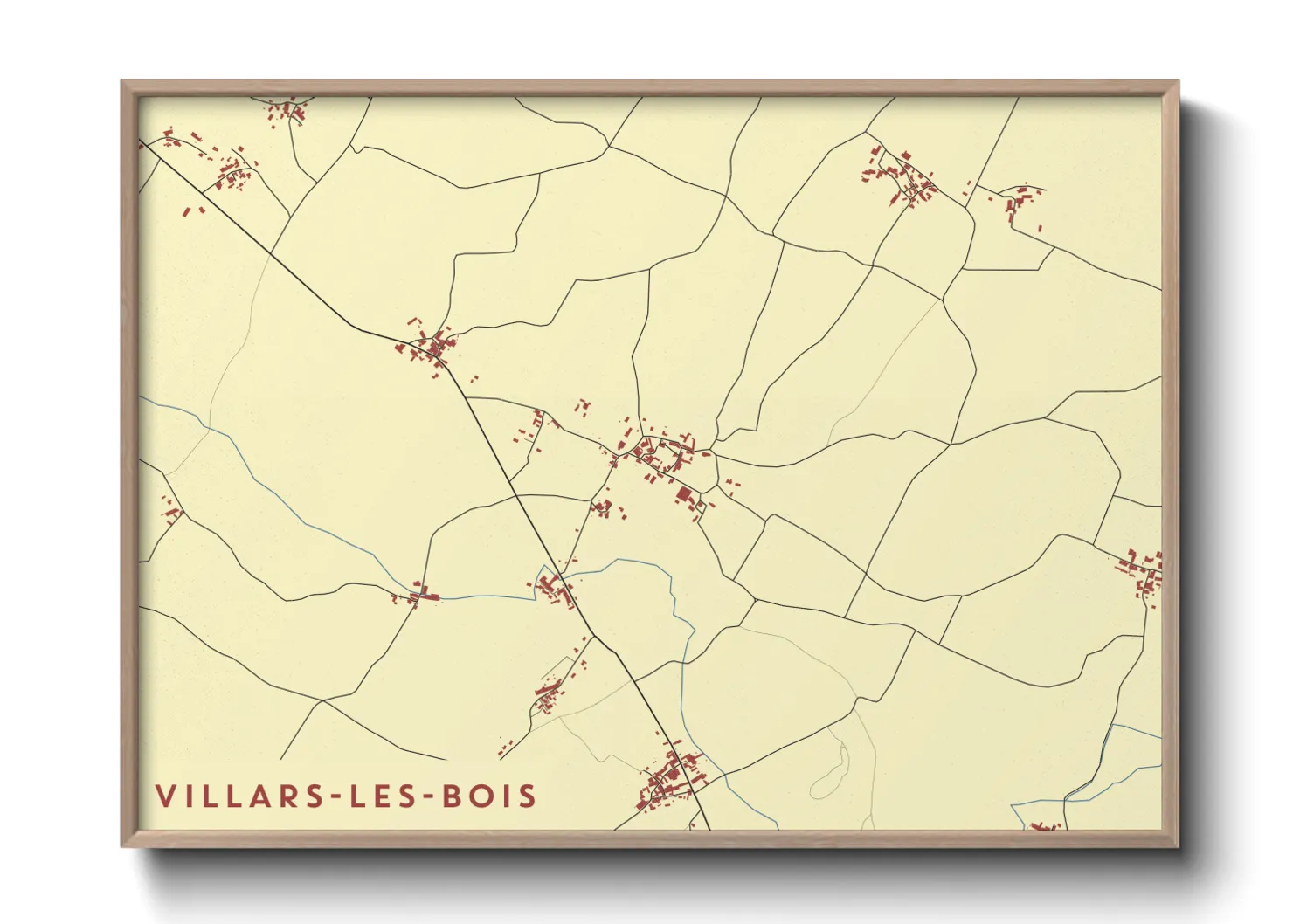 Une affiche de carte sur Villars-les-Bois