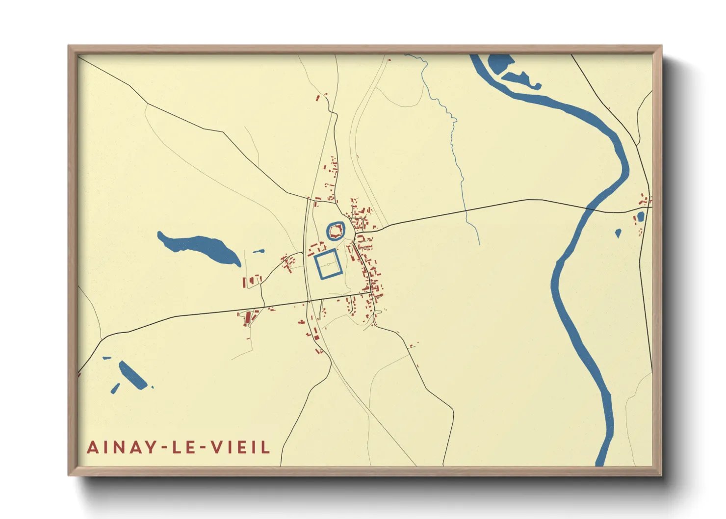 Une affiche de carte sur Ainay-le-Vieil