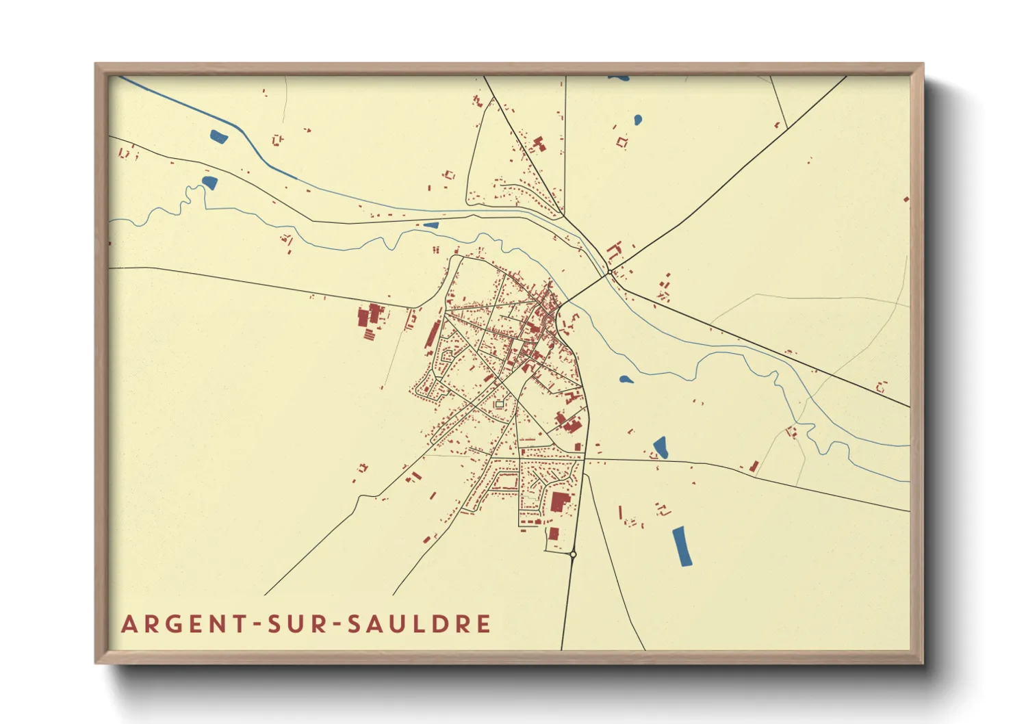 Une affiche de carte sur Argent-sur-Sauldre