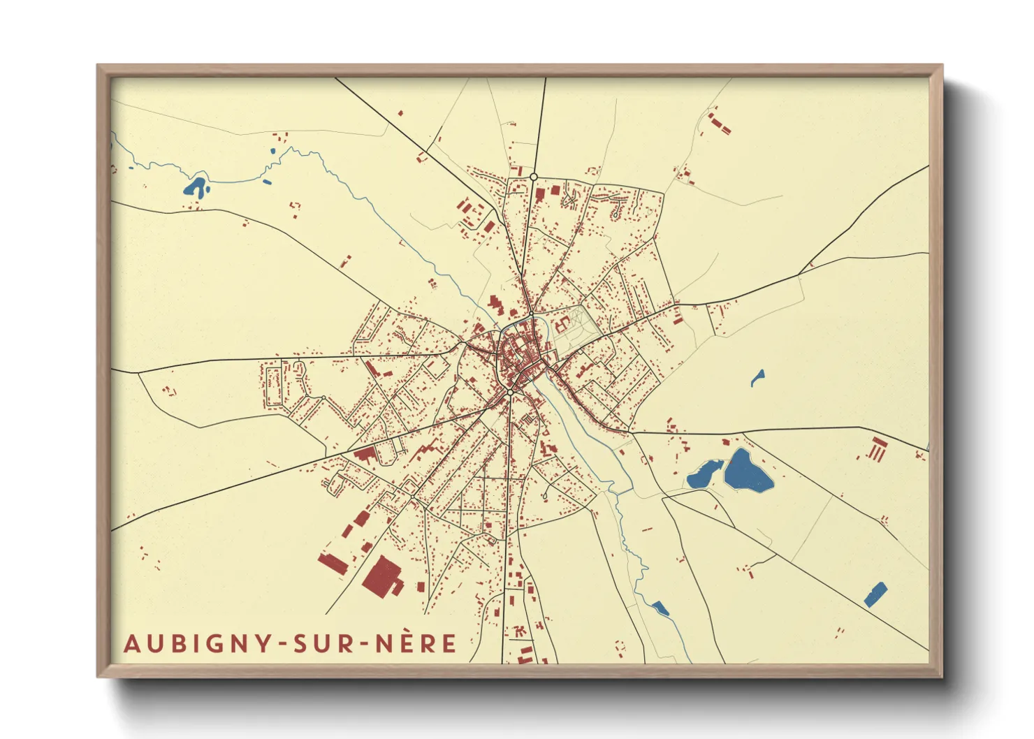 Une affiche de carte sur Aubigny-sur-Nère