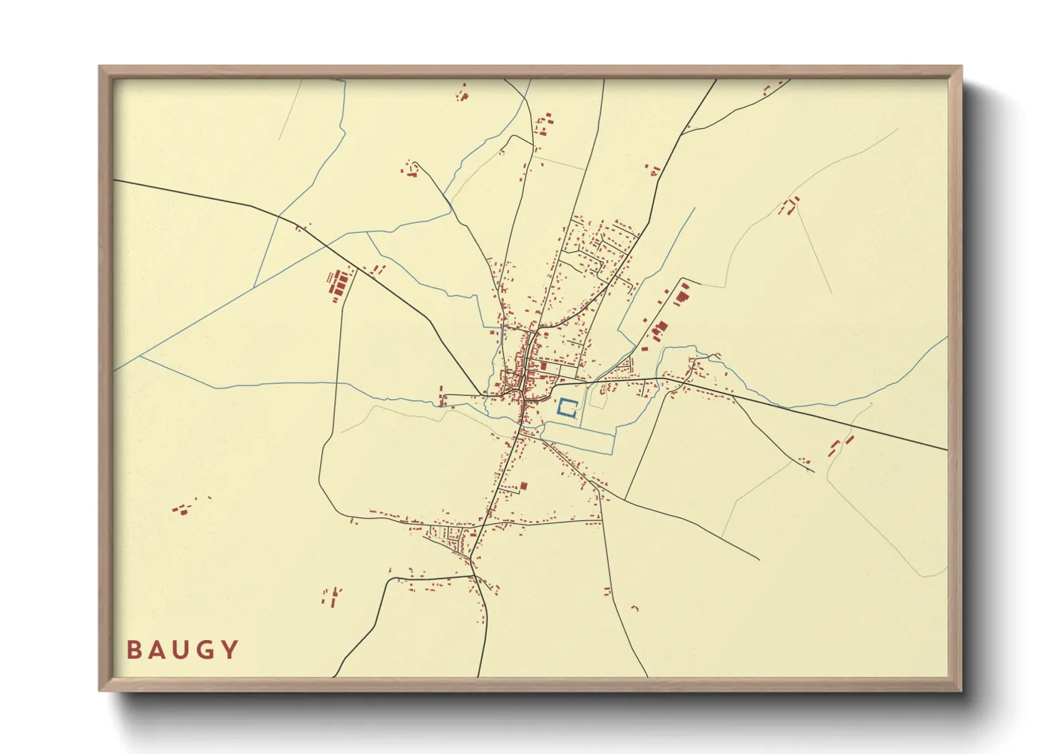 Une affiche de carte sur Baugy