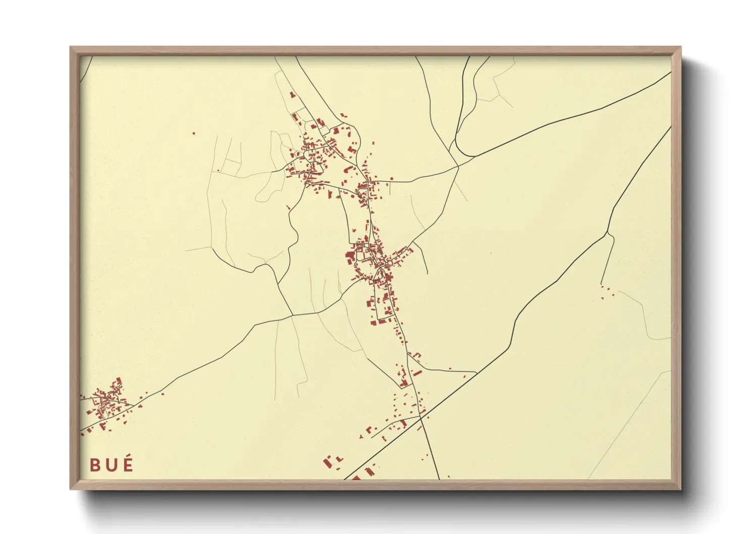 Une affiche de carte sur Bué